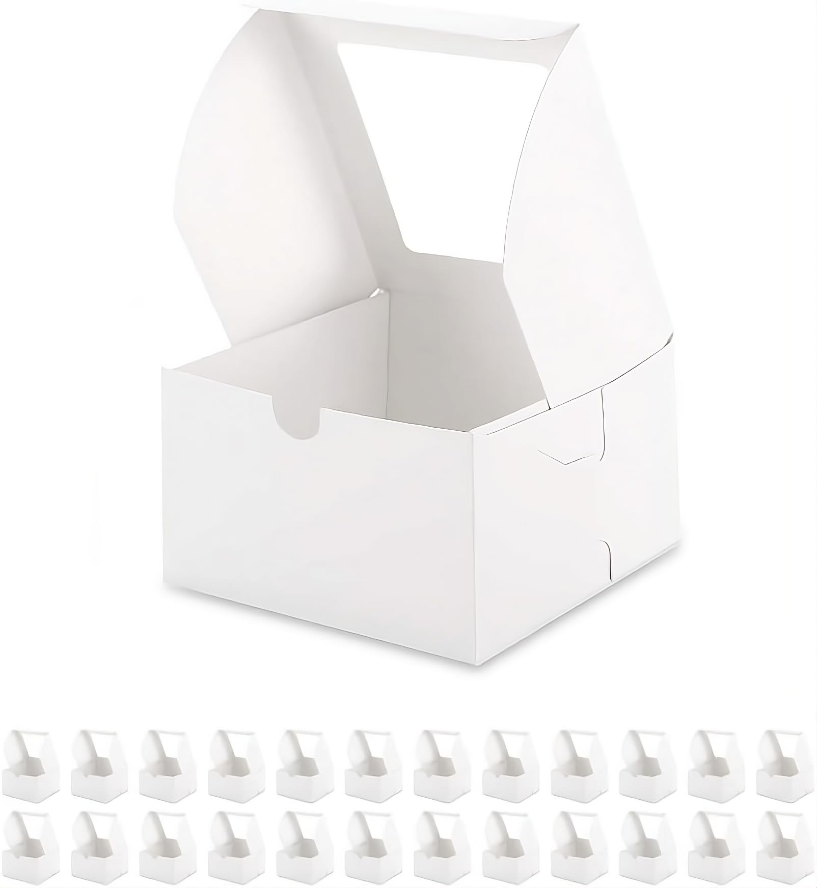 Al FAKHAMA8 Pcs White Gift Boxes with Window 9x9x9 CM, Thick And Glossy Bakery Box, Dessert Boxes With Window, Treat Boxes for Gifts, Dessert, Candy, Cookies, Pastry, Party Favors, Wedding - 8 Count