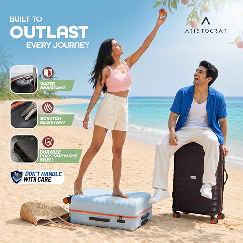 Image of Aristocrat Altitude 8 Wheel Large Size (Check-in) Hard Case Trolley Bag | Combination Lock |Tough and Durable Polypropylene Luggage | 3 Year International Warranty| 78 CM Suitcase for Travel| Brown