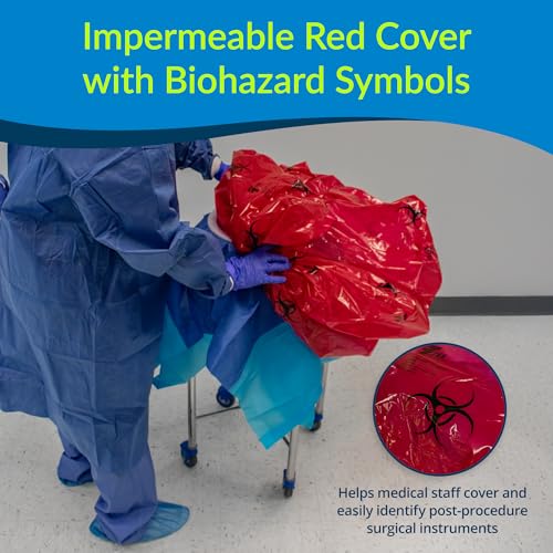 TIDI 5540RS TIDIShield Transport Cover for Ring Stand ― Post-Case Ring Stand Containment Cover ― Red with Biohazard Symbols ― Quantity: 20 Transport/Containment Covers ― Medical Supplies - Thumbnail 3