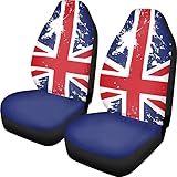 Semiouray British Flag Car Seat Covers for Front Seats Retro Union Jack Print Car Seat Covers Set in Cloth Universal Fit Washable Car Seat Cover for SUV, Sedan, Van