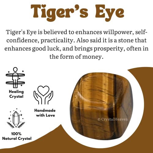 Image of Certified Tiger Eye Crystal Healing Tumbled Stone, Natural Polished Crystals for DIY Crafts, Manifestation, Meditation, Pooja Feng Shui and Reiki Healing (30 Gram)