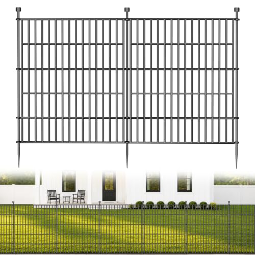 Image of No-Dig Decorative Outdoor Garden Fence for Yard, Animal Barrier Fencing for Dog | Rustproof Metal Temporary Fence for Patio, Pet and Flower Bed | 32in (H) x 23.6ft(L), 10 Panels