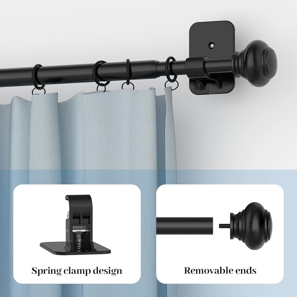 Gardinenstange,ausziehbar Spannstange,Duschvorhangstange,Teleskopstange,Gardinenschiene,Verstellbar, Gefederte Vitragestange,Gardinenschiene Ohne Bohren,für Fenster(Size:30" to 90")