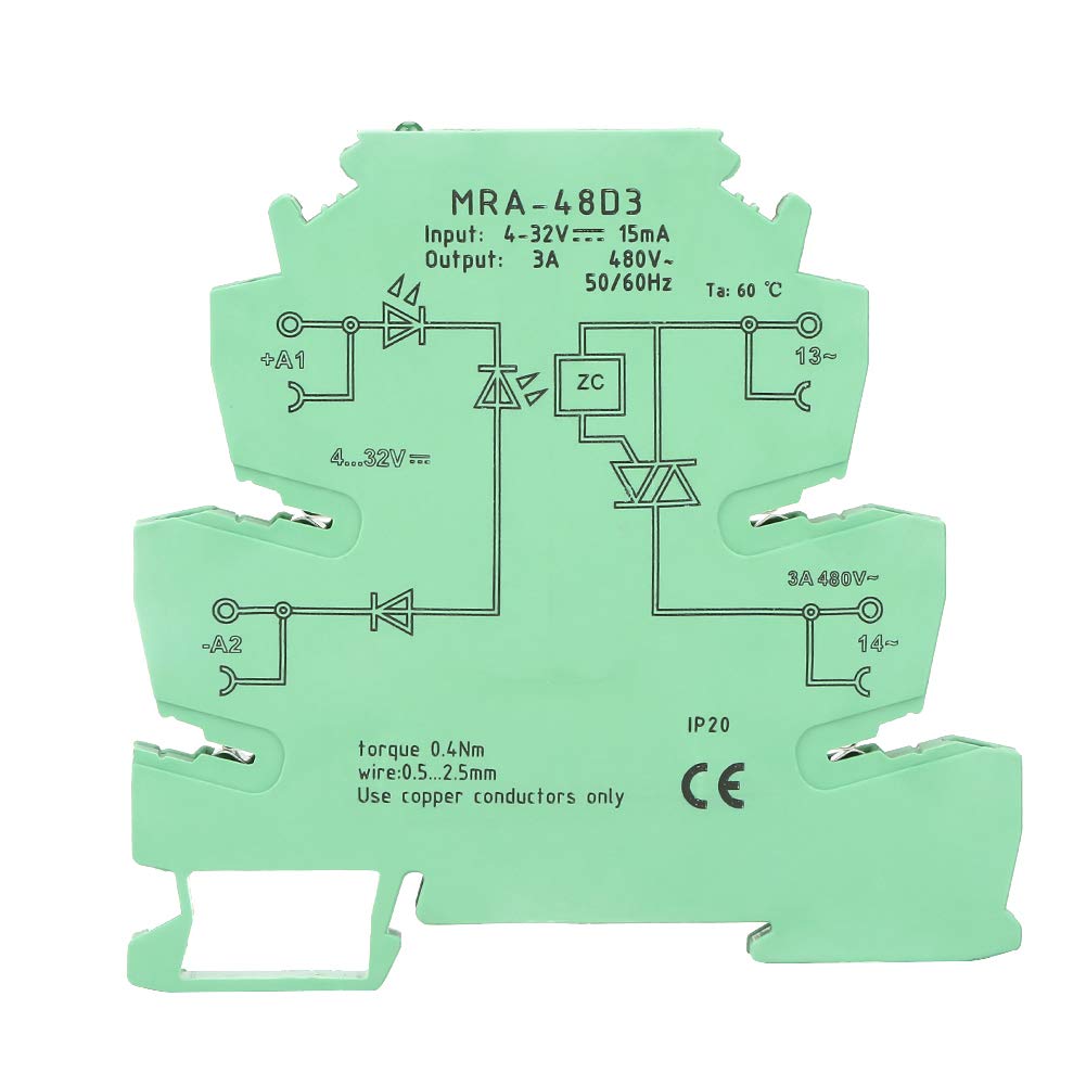 1PC Solid State Relay Module, MRA-48D3 4-32VDC to 480VAC 3A Ultra Thin 6.2mm Relay Module Control-image-10