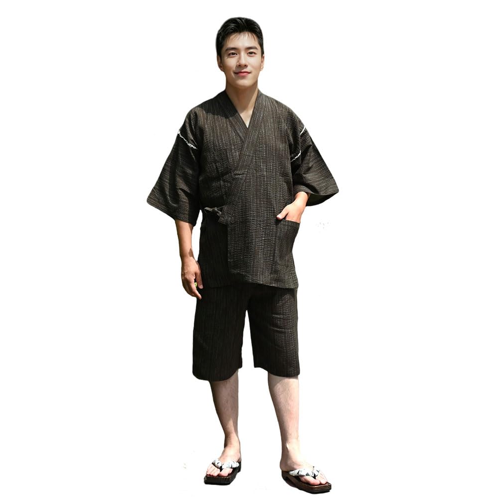 HOHO AYUMU Jinbei Men's Cotton Shijira Weave Japanese Summer Wear Size XL