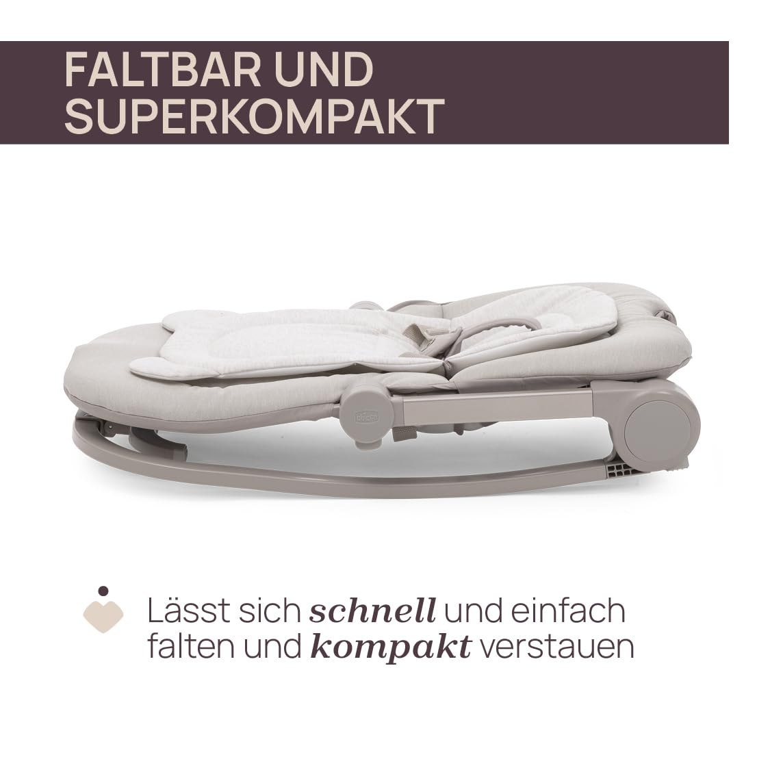 Chicco Wippe Mia 2-in-1, Babywippe und Hochstuhl, Einlage aus Bio-Baumwolle, Wendbare Spielleiste, Musik und Vibration, Schaukel- oder feste Modus, Ab 0 Monaten