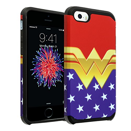 iPhone SE Case, DURARMOR iPhone 5S Vintage Wonder Woman Dual Layer Hybrid Case ShockProof Ultra Slim - //coolthings.us