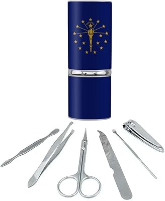 Indiana State Flag Stainless Steel Manicure Pedicure Grooming Beauty Care Travel Kit