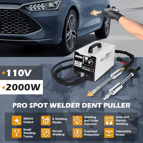 Image of Stud Welder Dent Repair Kit, 110V Spot Welder Dent Puller Machine 2000W 3800A Dent Puller Welder with 6 Welding Modes Vehicle Body Repair Dent Removal Tools for Car /Truck /Motorcycle