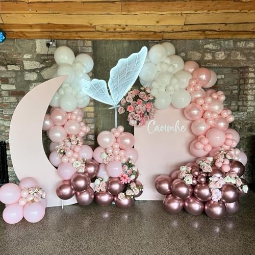 Image of 108Pcs Double Stuffed Pearl Pink Balloon Garland Arch Kit