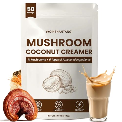 Mushroom Coffee Creamer, 50 Servings, 20-in-1 Superfood Coconut Creamer Powder
