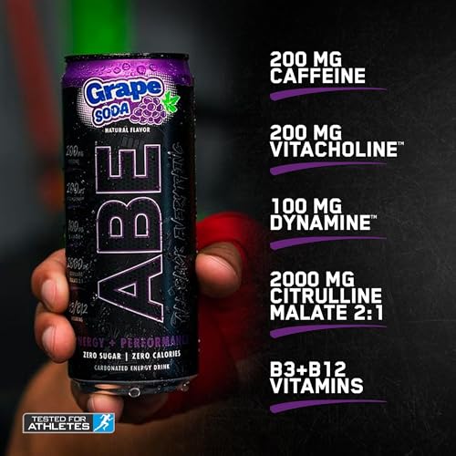Abe All Black Everything All Black Everything Sugar Free Energy Drink | Grape Soda | 0 Calories | 12 Pack | 200Mg Natural Caffeine | Pre-Workout Sport Drink For Men And Women thumb #3