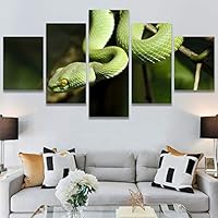 SIGNWIN 5 Panel Canvas Wall Art Modern Art Chic Expressive Frog Multicolor Photography Reptiles Snakes for Home Decorations Ready to Hang - 60