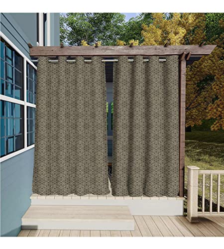 Damask Bathroom Curtains, Outdoor Curtains - W96.45 X L84.25 Retro Style Composition With Curvy Floral And Geometrical Elements For Living Room, Porch, Pergola, Cabana, Pergola #TOP2