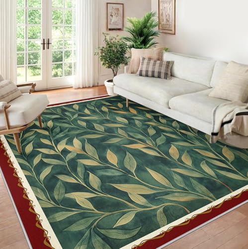 Tapis 120x180cm lavable à poils courts rectangulaire motif sauge