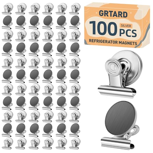 Grtard 100 Pack Magnetic Clips Heavy Duty, Magnet Clips for Fridge, Refrigerator Magnets with Clip, No-Scratch Strong Magnetic Clip for Refrigerator, Whiteboard, Cruise Cabins, Locker