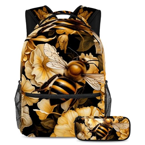 Sac à dos polyvalent grand format avec motif abeille à insectes vintage