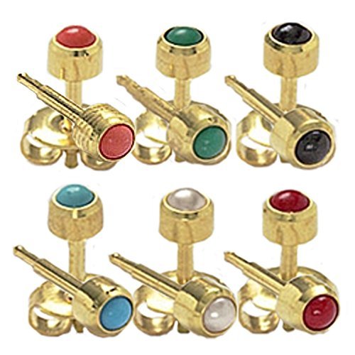 Ear Piercing Earrings Gold 6 Pairs Of 4mm Colored Pearl 16ga Studex Studs Hypoallergenic ear piercing gun kit cartilage earring for women