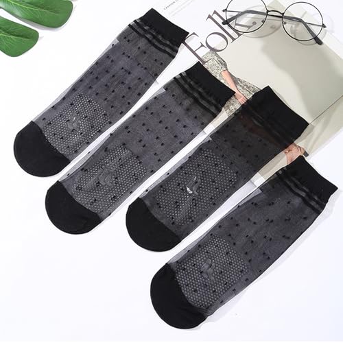 Image of 30 Pairs Women Ankle Sheer Socks Nylon Thin Transparent Cool Summer Socks Nude Black See Through Silk Lace Sock Clear Short Hosiery Breathable