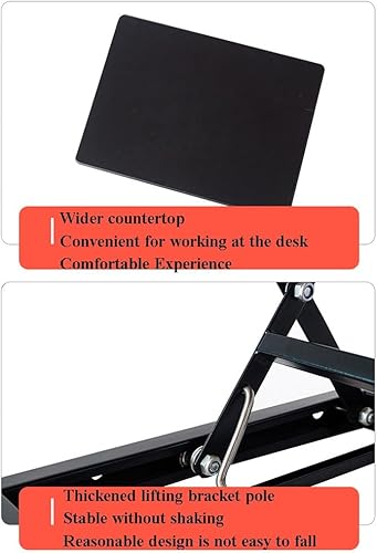 Miniatura 4 de TemkIN Convertidor de escritorio de pie, altura ajustable, ergonómico, puede sentarse o pararse, plegable, para computadora portátil y estación de