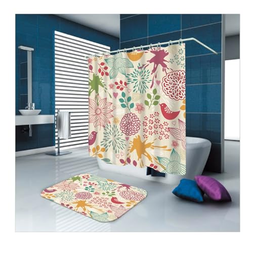 Rideau de douche textile imperméable 120x180 cm multicolore pour petite douche - 2