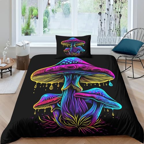Housse de couette champignon 135x200 cm avec 2 taies d'oreiller - 2