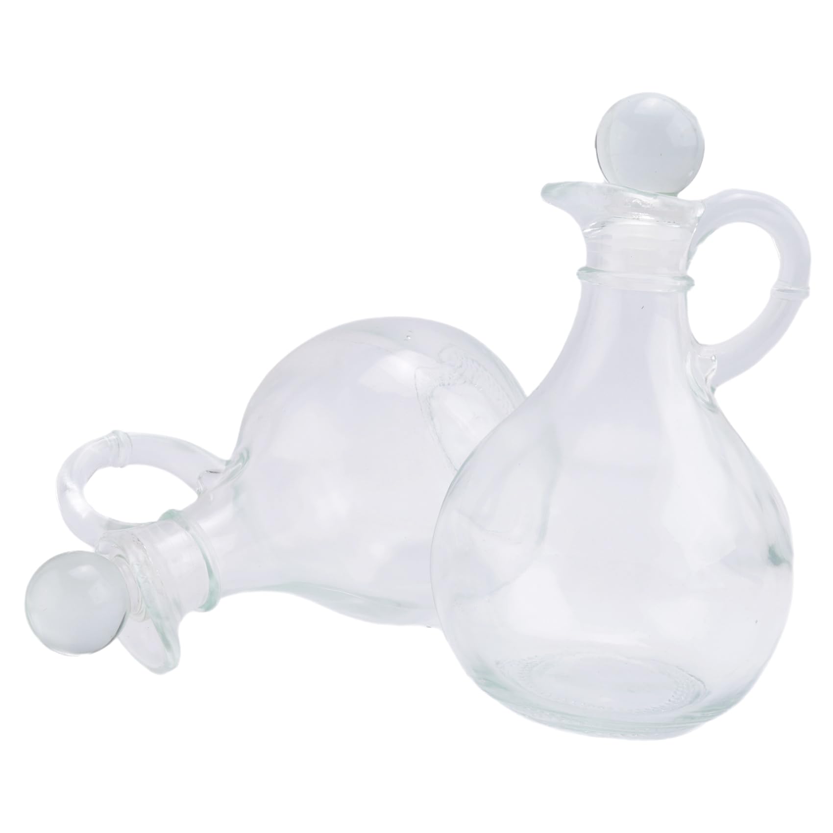 Smallterm Glass Oil and Vinegar Bottles (2 Piece Set) Round Glass Oil Dispenser Bottle with Stopper