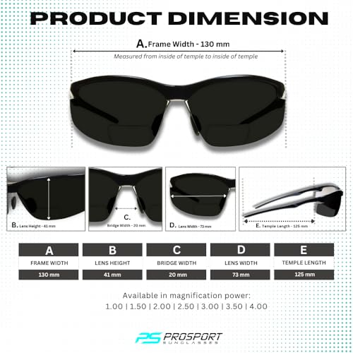 proSPORT Bifocal Sunglass Readers Adjustable Nose Piece ANSI Z87.1 Sport Wrap Cycling Running Golf Fishing Motorcycle4
