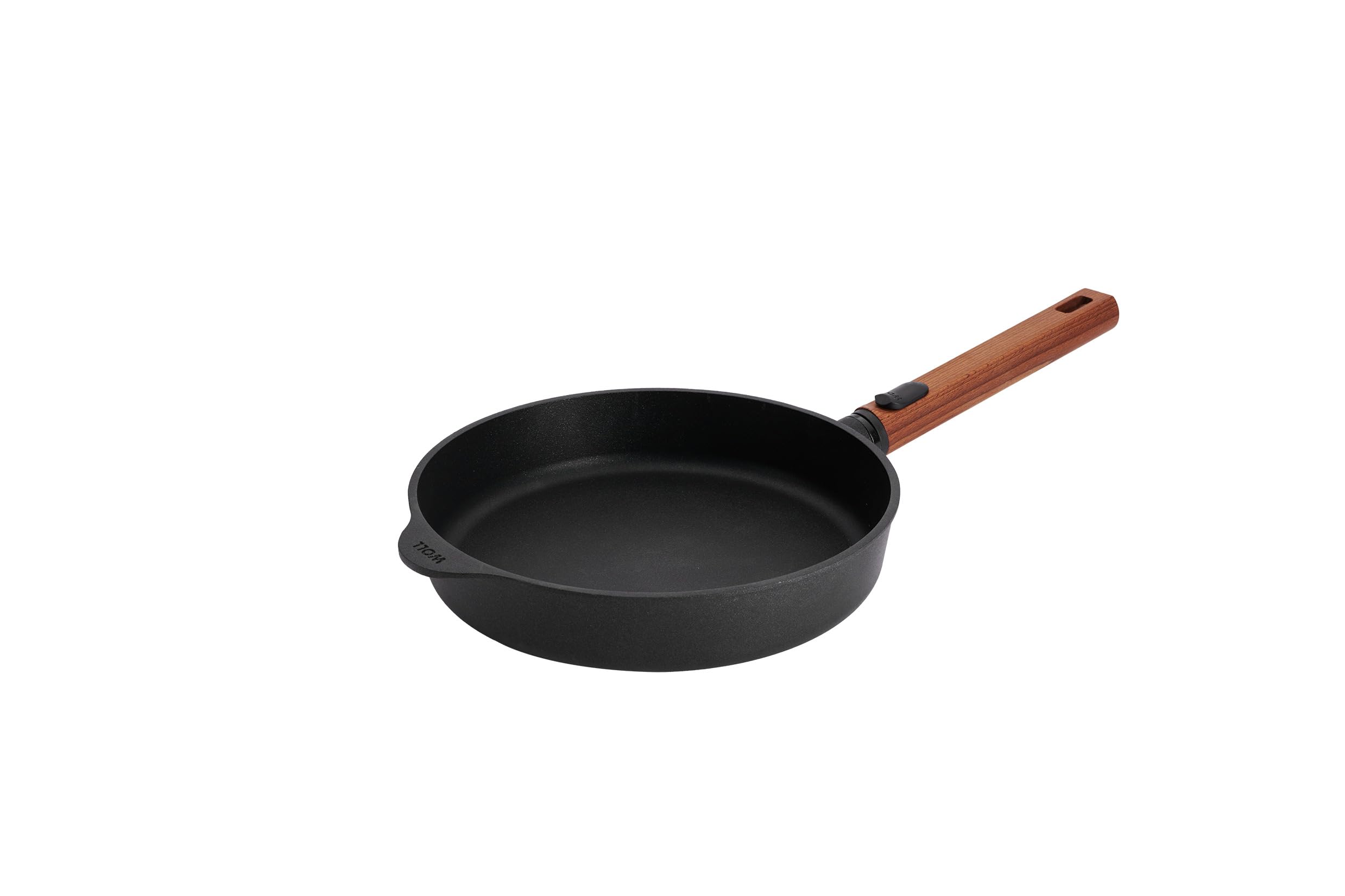 Woll Eco Logic QXR Flat Pan Diameter 24 cm with Removable Wooden Handle - PFAS-Free Non-Stick Pan, Oven-Safe - Induction Pan - Frying Pan, Black