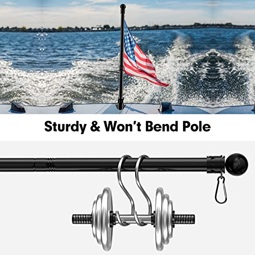 American Flag And Flag Pole For House Outside, 5Ft Heavy Duty Flag Pole Kit With 3X5 Embroidered Usa Flag, Tangle Free Steel Black Flag Pole With Bracket For Residential, Commercial, Outdoors Garden #TOP5