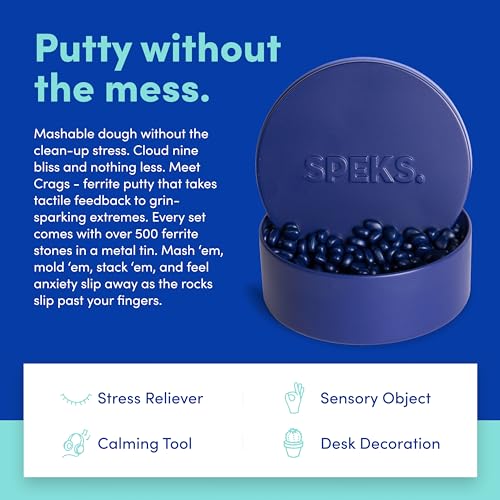 Speks Crags Ferrite Putty, 1,000+ Ferrite Stones in a Tin, Fidget Toy for Adults & Teens 14+, Desk Toy for Office, Christmas Gift, Holiday Stocking Stuffer, Stress Relief Present | Matte Indigo, Large