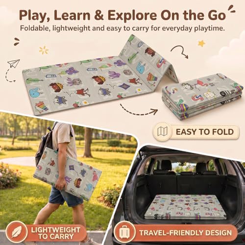 Image of StarAndDaisy Baby Play Mat for 0 to 2 Years, 6mm Thick Foldable XPE Baby Mats for Floor, Reversible Cushioned Mat for Kids Playing, Lightweight & Portable Playmat, 149 x 178 cm