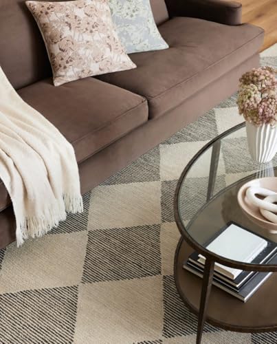 Image of Spectrum Pattern Wool Carpet with Loop Texture Yarn Anti Shedding Carpet Size 6x9 Feet A0 Beige & Brown Color