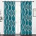 NICETOWN Room Darkening Curtains for Bedroom, Peacock Teal, 2 Panels, 52 x 84 inch, Noise Reducing Thermal Insulated Wave Line Foil Print Design Blackout Curtains for Storage Office Work Area