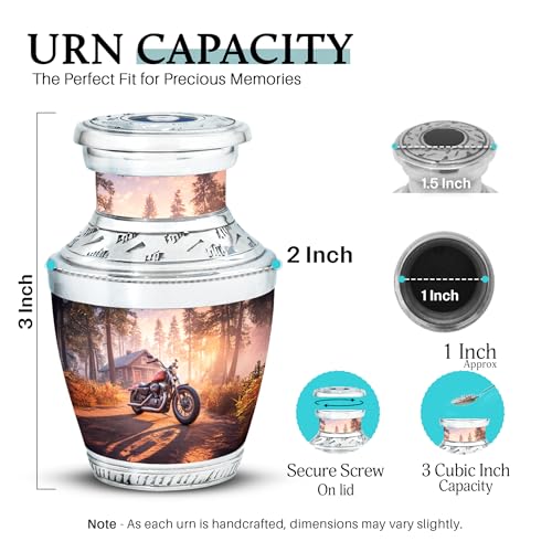 Image of Bike Urn - Cremation Urn - 3 Inch - Pack of 2 - Decorative Urns for Mom & Dad - Human Remain - Unique Urns for Ashes