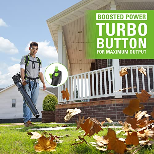 Image of Greenworks 40V (165 MPH / 660 CFM / 75+ Compatible Tools) Cordless Brushless Backpack Leaf Blower, 8.0Ah Battery and Charger Included, Green