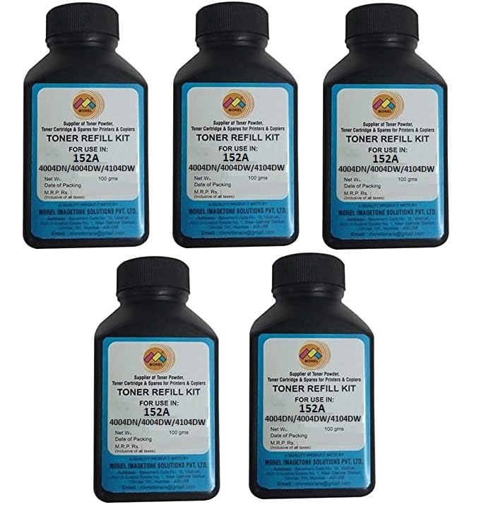morel 152A Toner Powder Bottle (100GM) for USE in HP Laserjet 4004 4004DW 4004DN 4004D MFP 4104 MFP 4104DW MFP 4104FDW MFP 4104FDN Printer. Pack 5 (Pack 5)-image-18