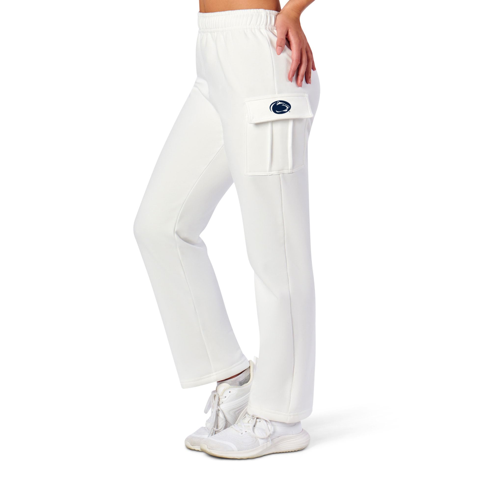 NCAA Womens Fleece Cargo Pants Straight Leg Lounge Trousers with Utility Pockets Soft Thermal Outdoor Bottoms for Travel
