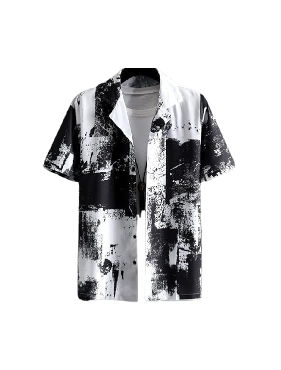 Image of Men's Striped Slim Fit Half Sleeves Stratchable Printed Shirt