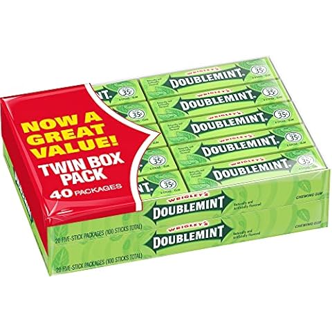 WRIGLEY'S DOUBLEMINT Gum, 5 stick pack (40 Packs) Cover