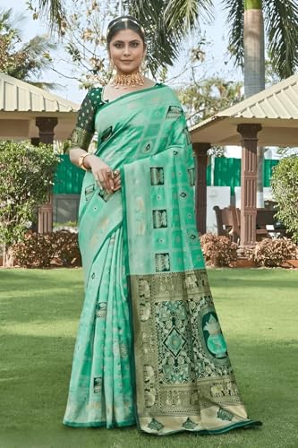 Image of Yashika Women's Banarasi Kanjivaram Silk Woven Saree | Animal Printed Patola Silk Saree for Women