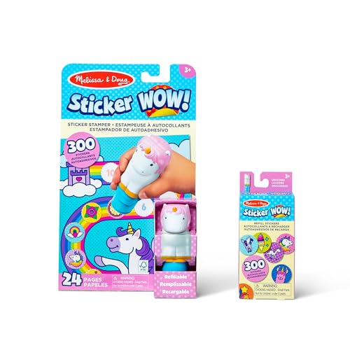 Bloc d'activités de 24 pages et estampeuse à autocollants licorne, idée cadeau anniversaire 3 ans