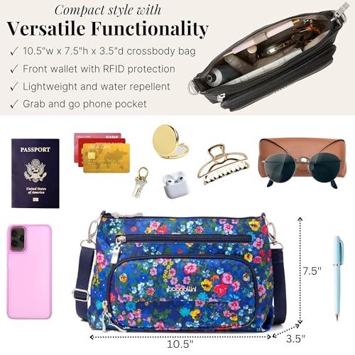 Image of Baggallini Original Everyday 11x7.5 Crossbody Bags Rfid Protected Lightweight Nylon Zippered Travel Purse