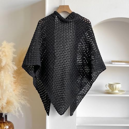 Knit Shawl Wrap for Women Belt Buckle Scarf for Women Breathable Knitted Poncho Cardigan Cape Shoulder Cape2