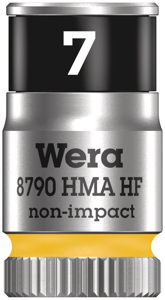 Wera 8790 HMA HF Zyklop Llave de Vaso con Arrastre de 1/4" con Función de Retención, Amarillo, 7 mm