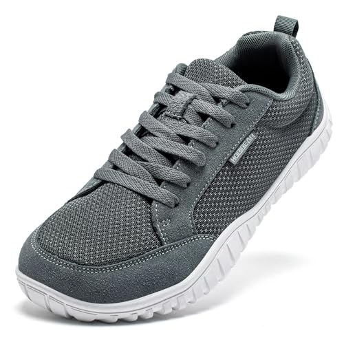 HOBIBEAR Unisex Wide Athletic Barefoot Shoes for Men Women Outdoor Trail Running Walking Shoe(Grey,12.5 Women/11.5 Men)