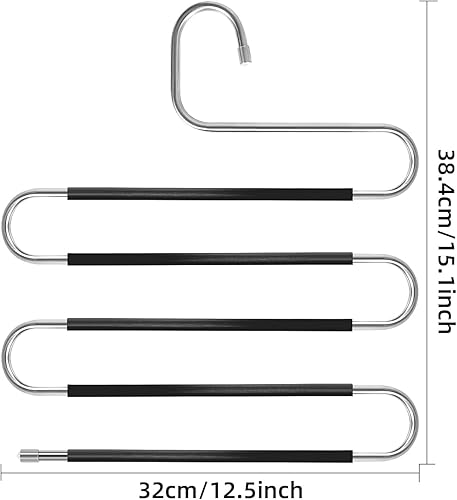 Miniatura 7 de Perchas para pantalones en forma de S antideslizantes para ahorrar espacio perchas de metal organizador de almacenamiento para pantalones jeans