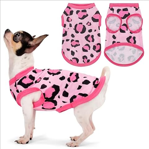 Adorable Pink Leopard Dog Shirt: Lightweight Polyester Cartoon Puppy Vest, Small Medium & Large Dog T-Shirt, Summer Pet Clothes, Cute Dog Apparel, Breathable Dog Tank Top M Cover