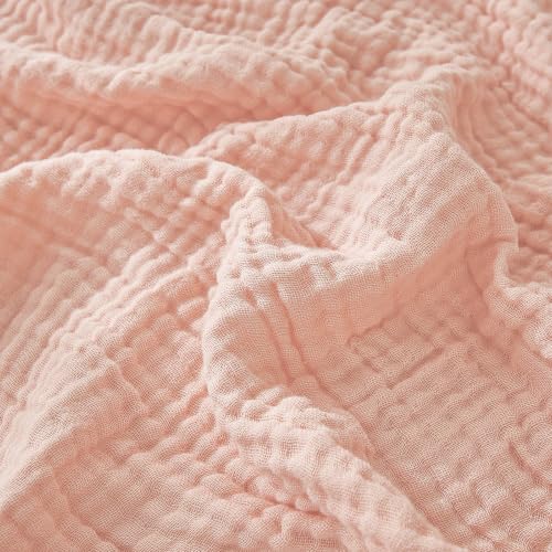 Image of EMME Muslin Blankets for Adults Throw Blanket for Couch Breathable Gauze Soft Lightweight Airy Light Pink Throw XL 50 inch x 71 inch