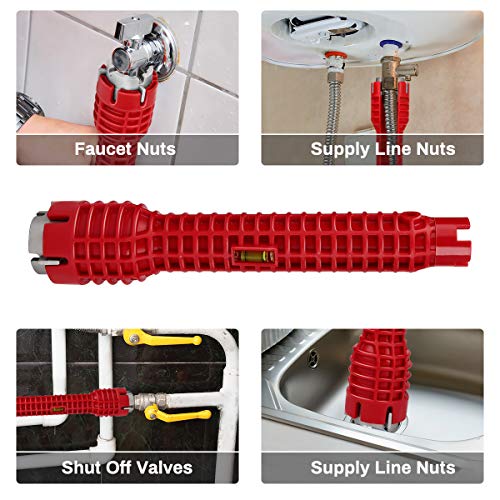Faucet and Sink Installer Tool, Jhua 8 in 1 Faucet and Sink Installer Multi Tool for Plumbers and Homeowners Multifunctional Faucet Wrench Tool Faucet and Sink Installing Tool for Bathroom Kitchen